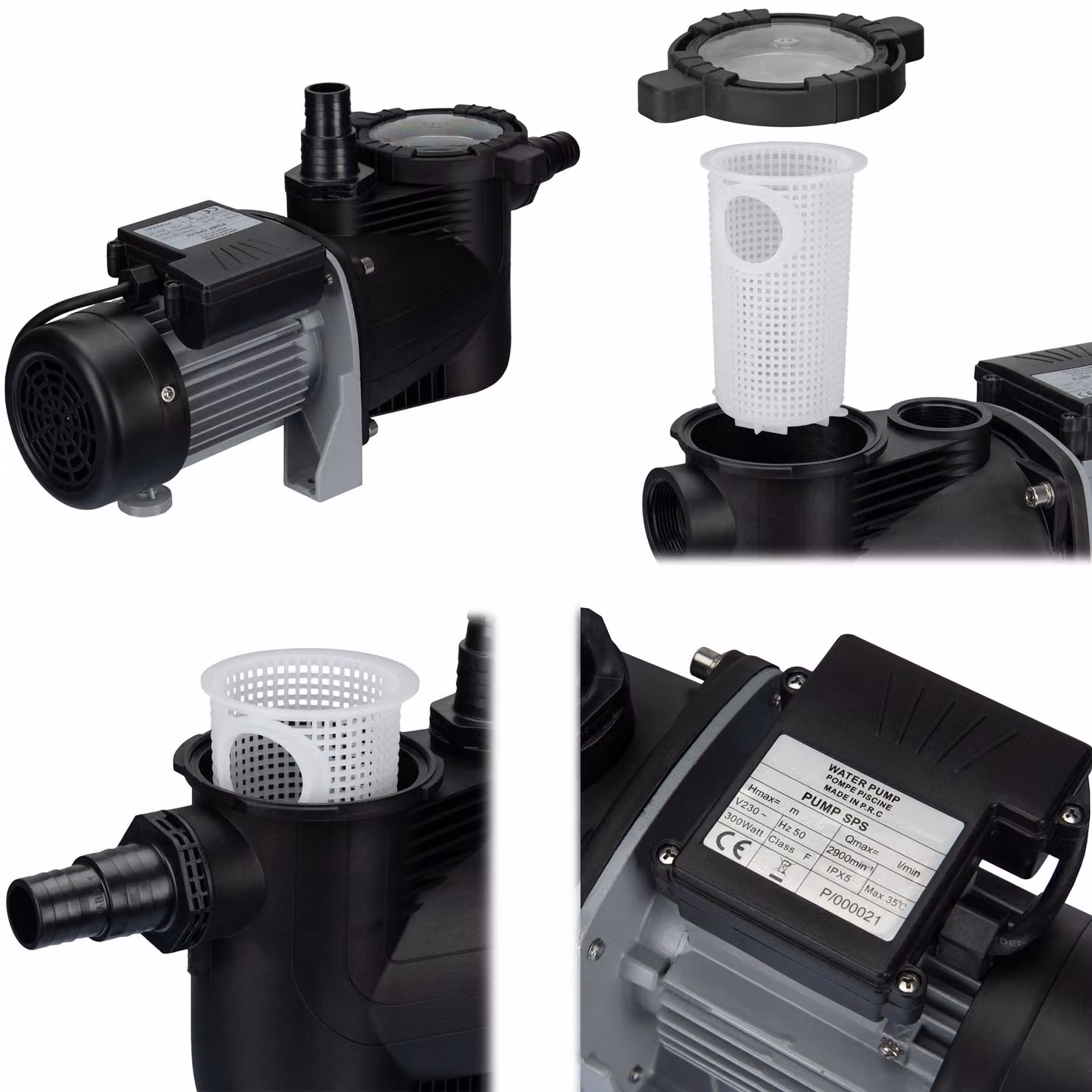 Pompa filtro piscina COIL, pompa filtro piscina, pompa di circolazione, pompa autoadescante, pezzo di collegamento: 32/38 mm, efficienza: 12000 l/h, potenza: 600 W
