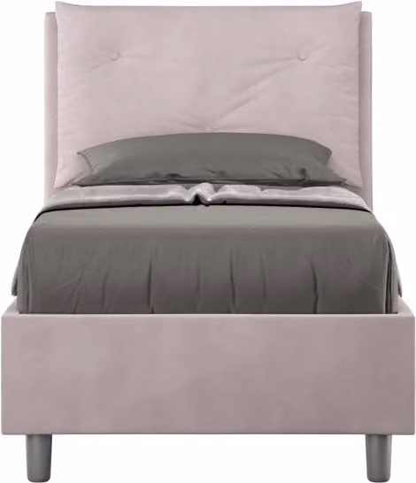 BS COM Letto singolo contenitore imbottito in microfibra colore glicine L 80 x P 200 cm