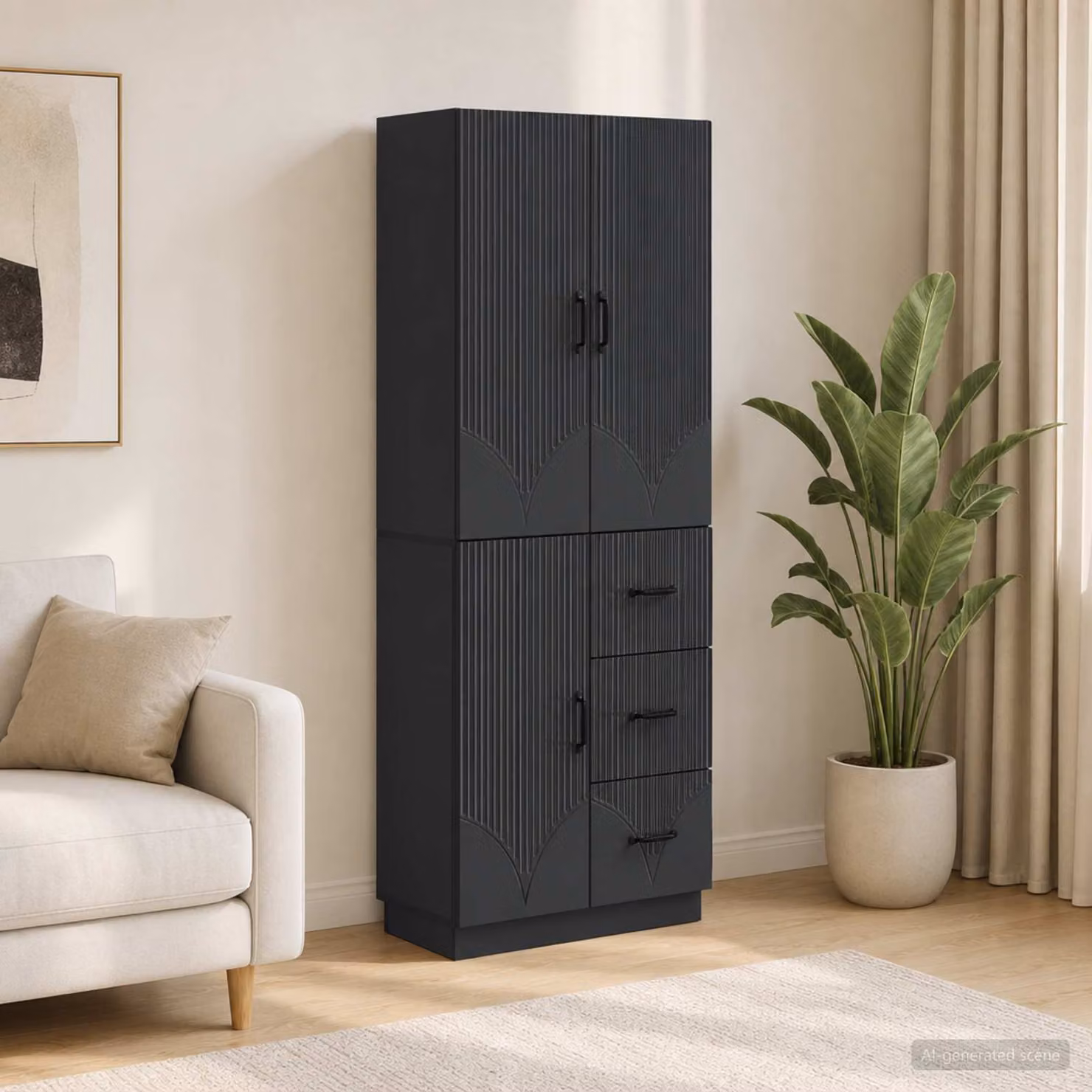Set di 2 armadi moderni vidaXL in MDF nero opaco per camera da letto o ufficio L/P/H: 87,0 x 34,5 x 66,0 cm