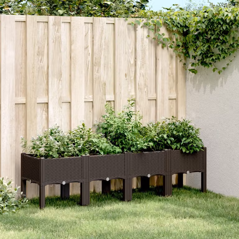 Fioriera da giardino con gambe vidaXL in plastica marrone L: 160 cm, P: 40 cm, H: 42 cm