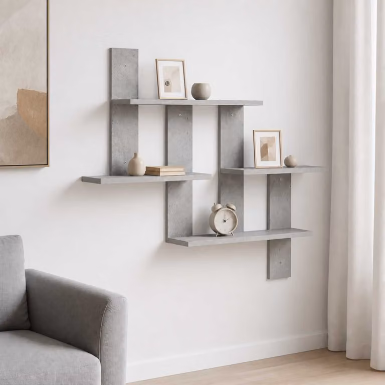 Scaffale da parete moderno vidaXL Grigio, L 85 cm x P 13,5 cm x H 73,5 cm