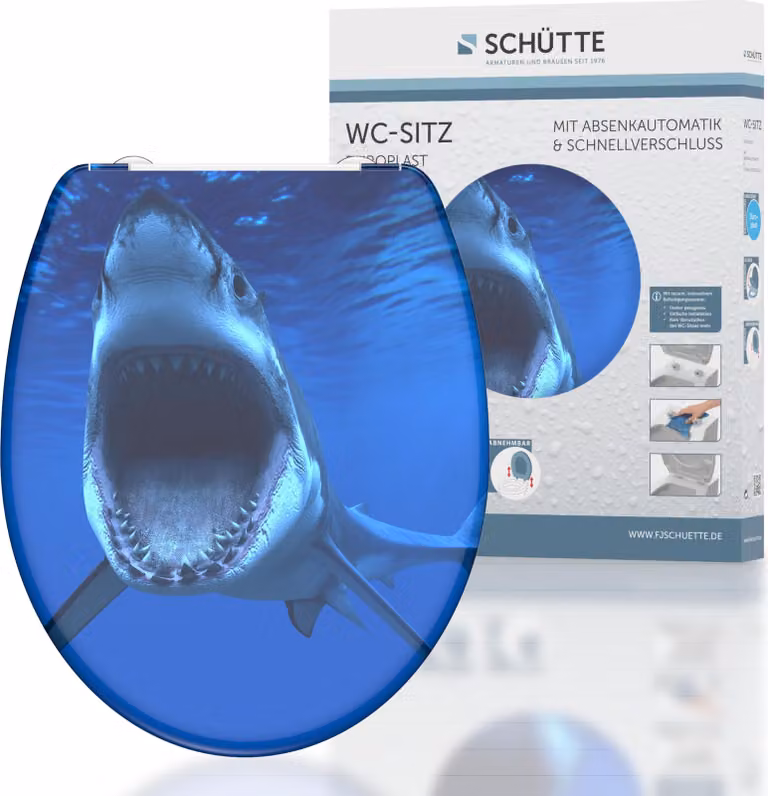 Sedile WC SCHÜTTE SHARK, sedile WC in duroplast con chiusura morbida e sgancio rapido, sedile WC