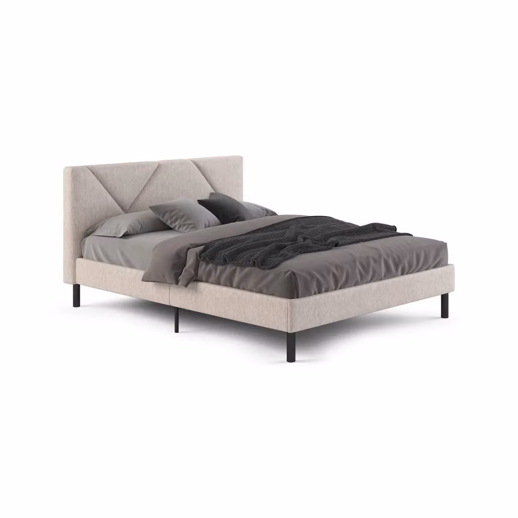 Letto Matrimoniale DMORA Morpheus in Tessuto Beige con Struttura Imbottita L/P/H: 160 x 200 x 100 cm – 2