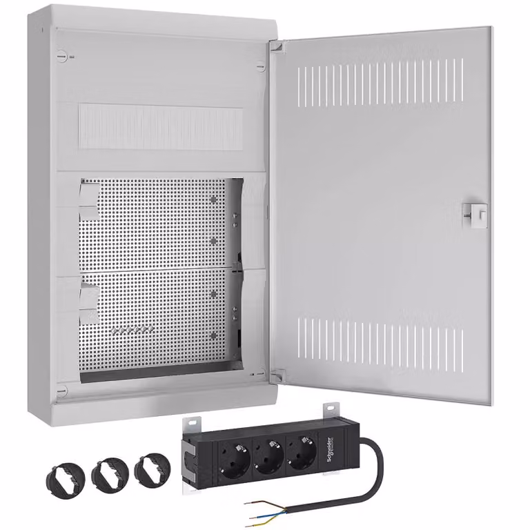 Scatola di distribuzione multimediale AMIGO a 3 file, montata - Quadro di distribuzione per intonaco 245 mm A36ATL