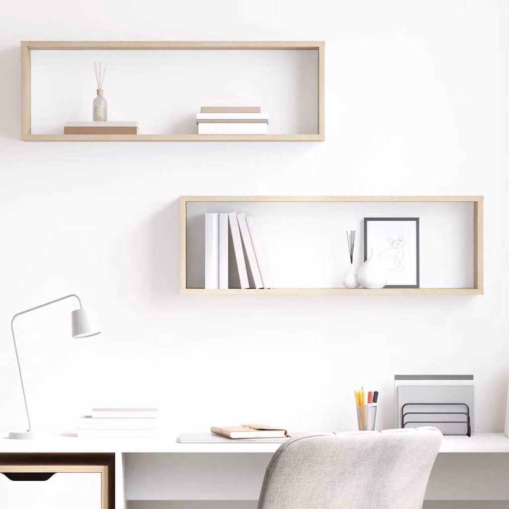 Set di 2 mensole a cubo da parete vidaXL in legno Rovere Sonoma, L 80 cm x P 15 cm x H 26,5 cm