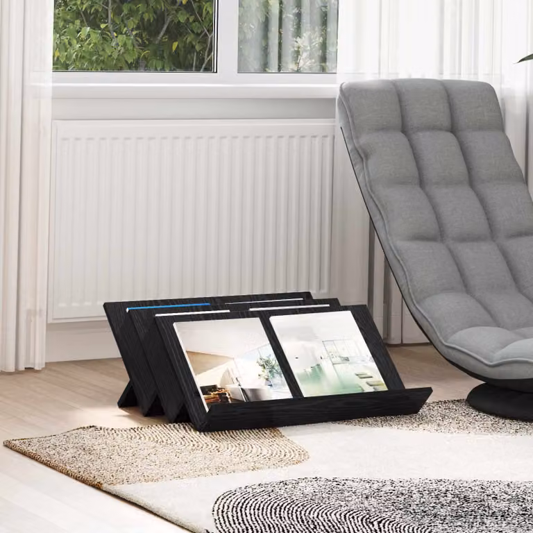 Scaffale per riviste moderno vidaXL in MDF nero opaco L 65 cm, P 53 cm, H 28,5 cm