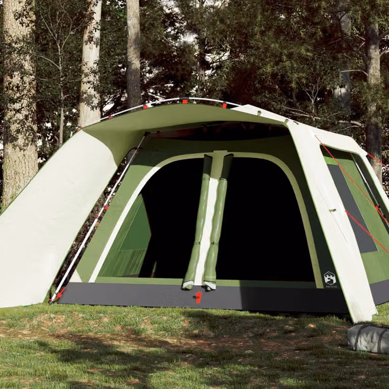 vidaXL Tenda Familiare con Portico per 9 Persone, Verde, in Poliestere