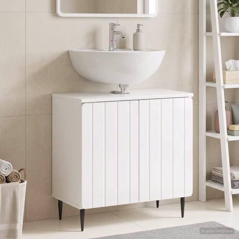Armadio per lavabo da bagno vidaXL ZWOLLE Bianco Lucido con ante a battente