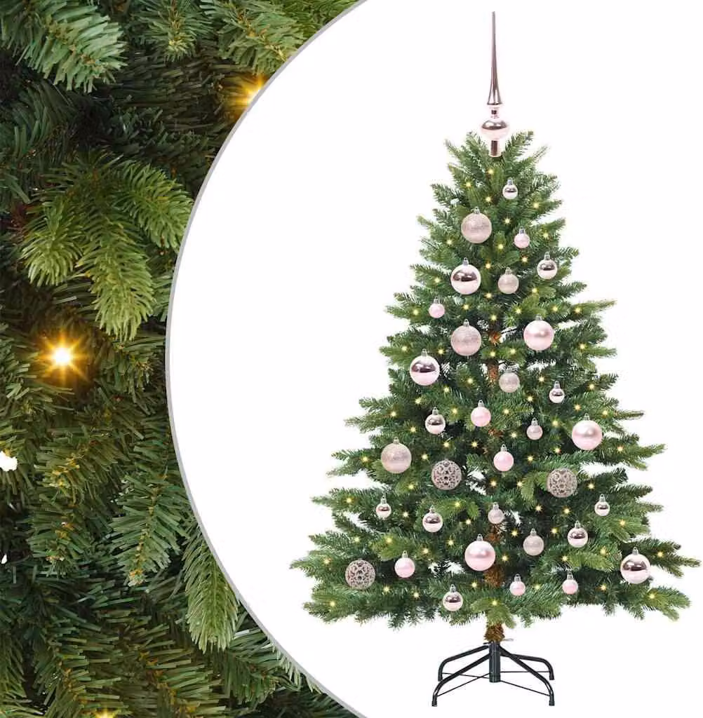 Albero di Natale artificiale con 150 LED verdi da 120 cm in PE e PVC