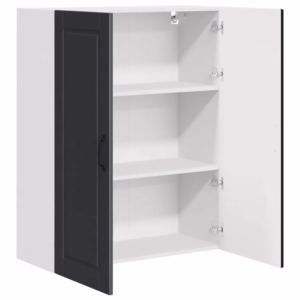 Pensile da cucina moderno HELLOSHOP26 nero opaco in legno composito con ante a battente L 80 cm, P 31 cm, H 100 cm – 2