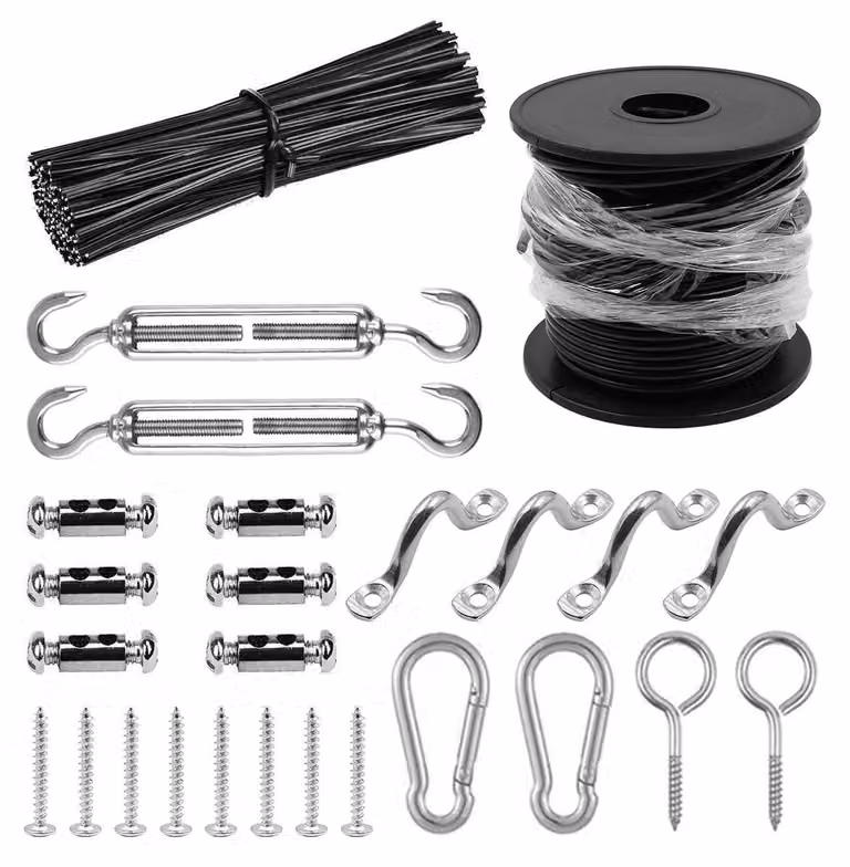 Set di luci decorative da 25 metri, con cavo in acciaio inossidabile e ganci