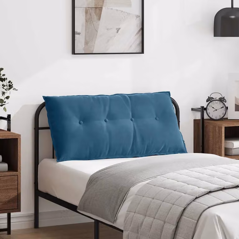 vidaXL Cuscino per Schiena Blu in Tessuto di Velluto a Costine con Rivestimento Rimovibile L: 100 cm, P: 50 cm