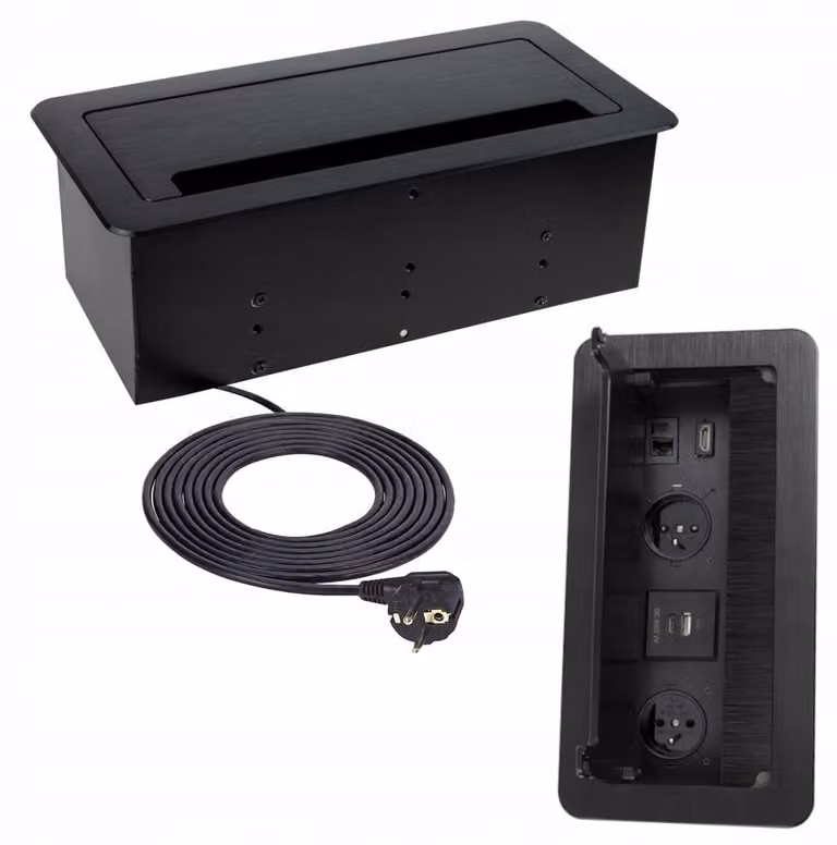 Design Light: presa da incasso per mobili, presa da tavolo con USB, RJ45 e HDMI