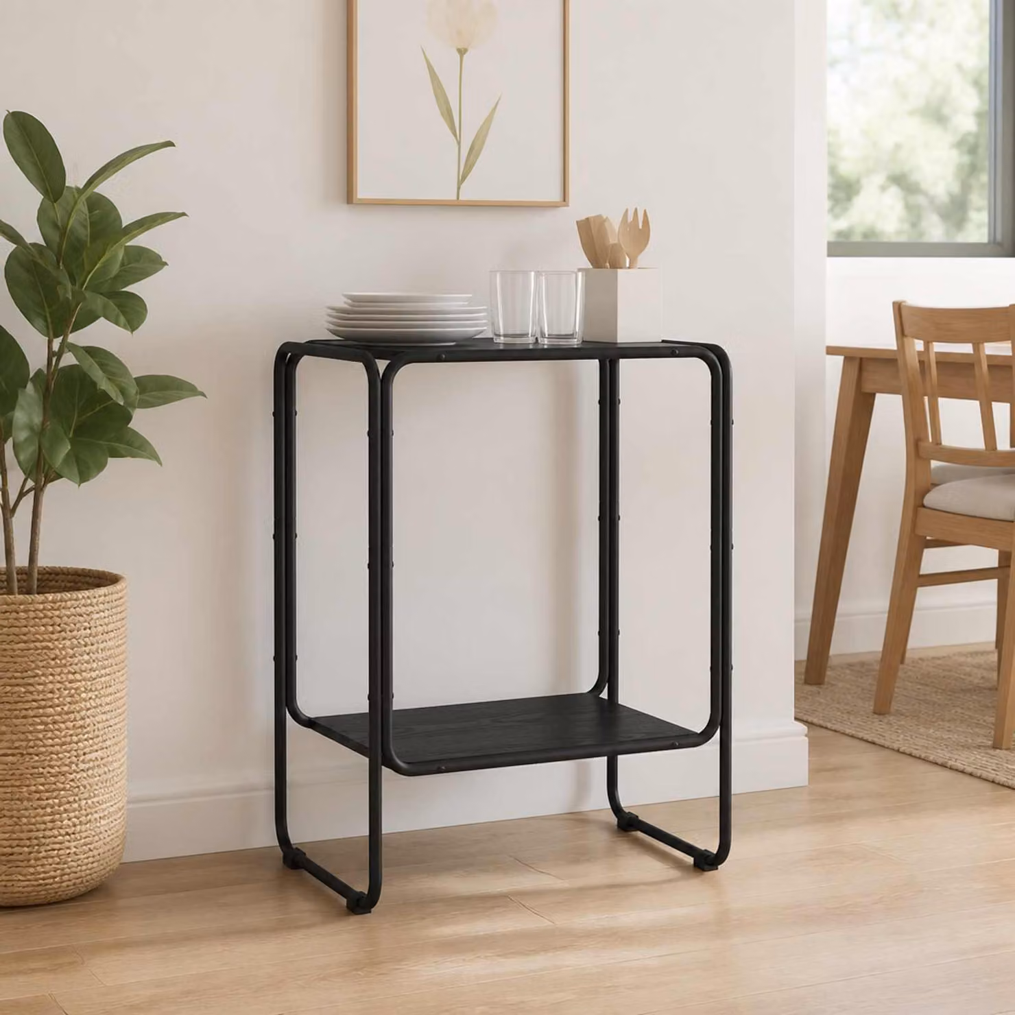 Credenza stile industrial vidaXL in legno ingegnerizzato e metallo, colore nero, L 60 cm x P 38 cm x H 75 cm