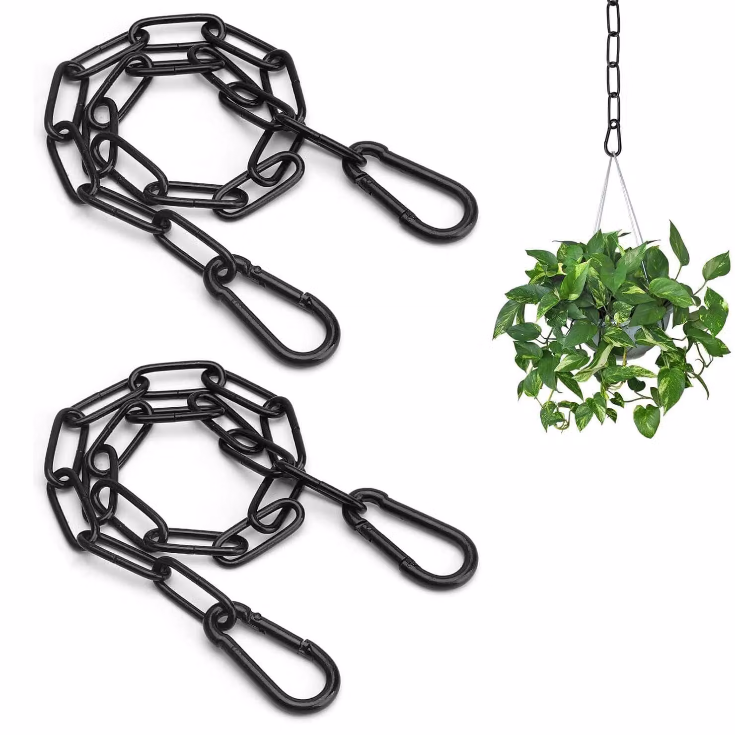 Set di 2 catene in acciaio inossidabile, nere, da 60 cm, per amache e cancelli