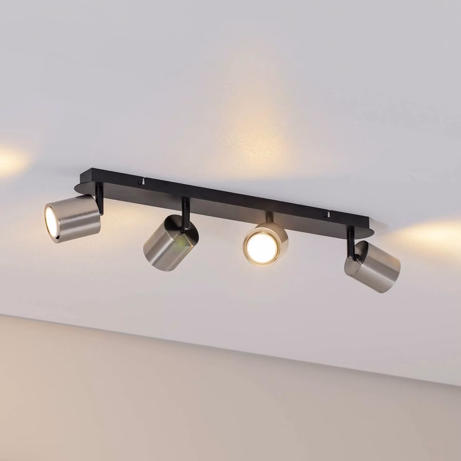 Faretto da soffitto Demia, nero/nichelato, lunghezza 66 cm, GU10 Demia Luminex, dimmerabile, Nero, Soggiorno / Sala da pranzo, Metallo, Moderno, Faretto alogeno