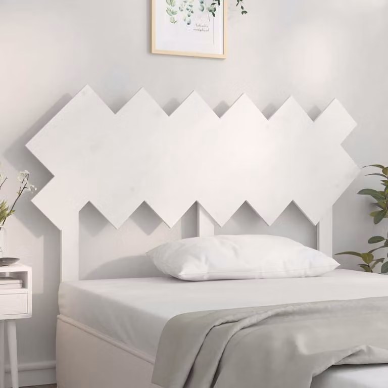 Testiera per letto vidaXL in legno massello di pino bianco, stile rustico, L 132 cm x P 3 cm x H 81 cm