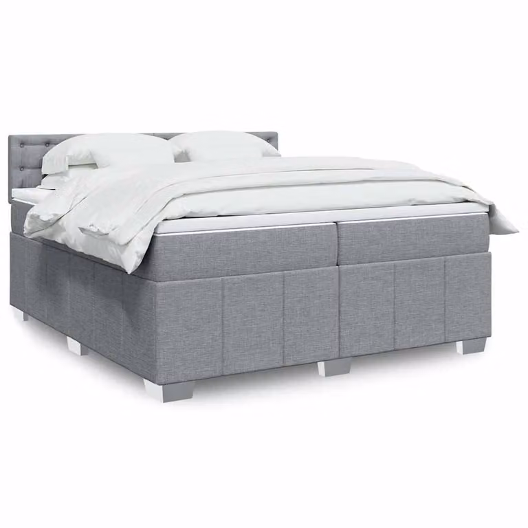 vidaXL Giroletto a Molle con Materasso in Tessuto Grigio Chiaro e Bianco, L/P: 200 x 200 cm