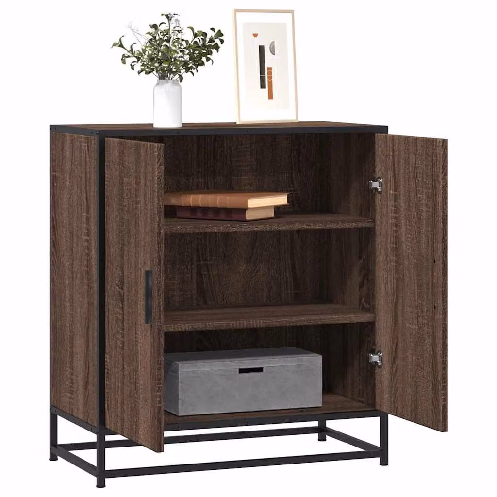 Credenza stile industrial vidaXL in legno e metallo, colore marrone, L: 68 cm, P: 35 cm, H: 76 cm