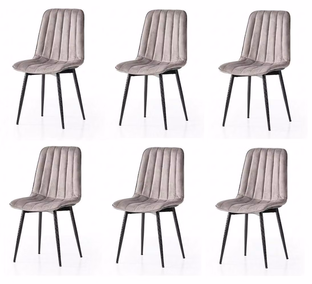 Set per sala da pranzo, 6 sedie, imbottite, comode, moderne, confortevoli, grigie, eleganti
