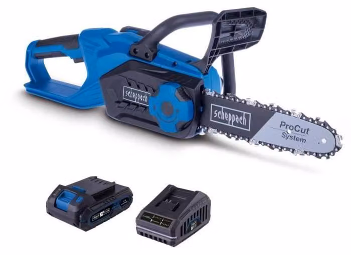 Scheppach cordless chainsaw - C-CS254-X SET S - 25.4 cm cutting length - 20V IXES 2Ah battery + charger