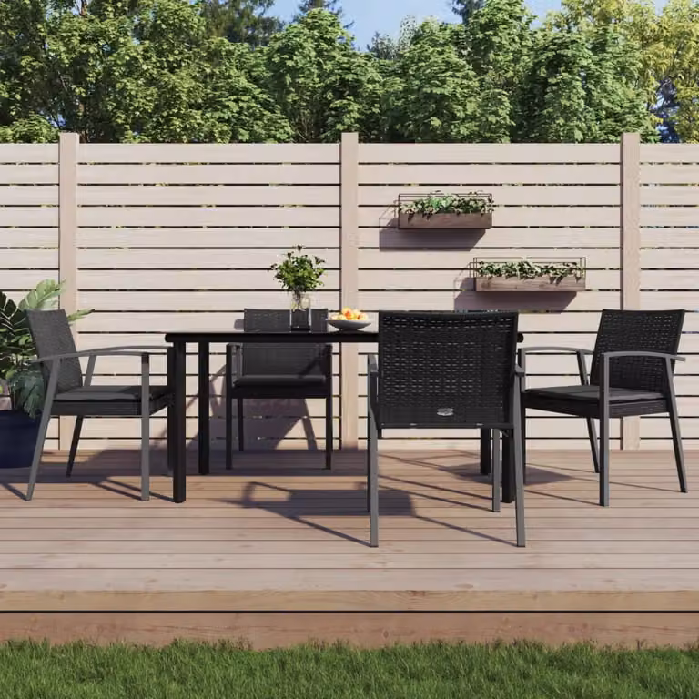 The Living Store Set da pranzo da giardino 5 pezzi con cuscini in poly rattan e acciaio