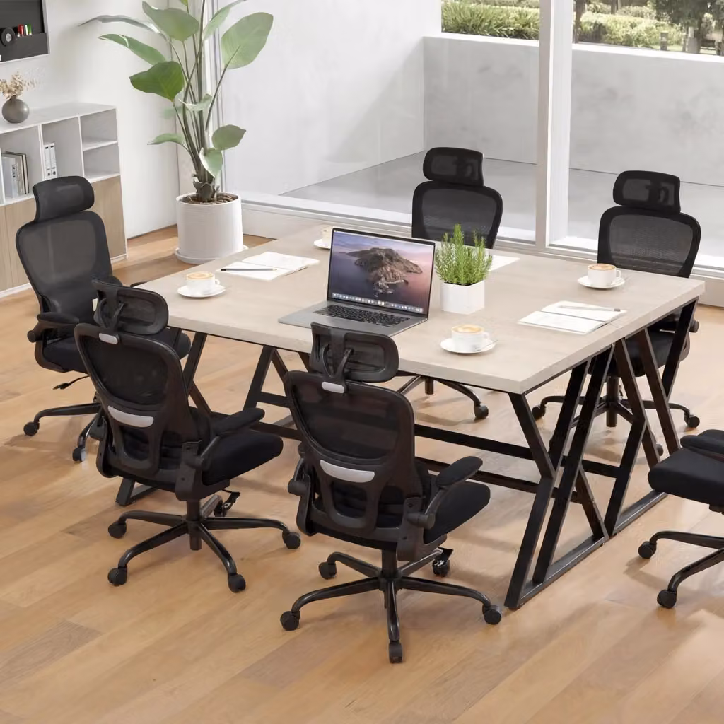 Sedia da ufficio ergonomica DESIGN IN nera con schienale alto in rete, poggiatesta regolabile e braccioli ribaltabili – 2