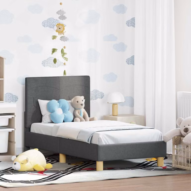 vidaXL Struttura letto a casetta per bambini con ripiani laterali, Grigio, L/P/H: 140 x 70 x 148 cm