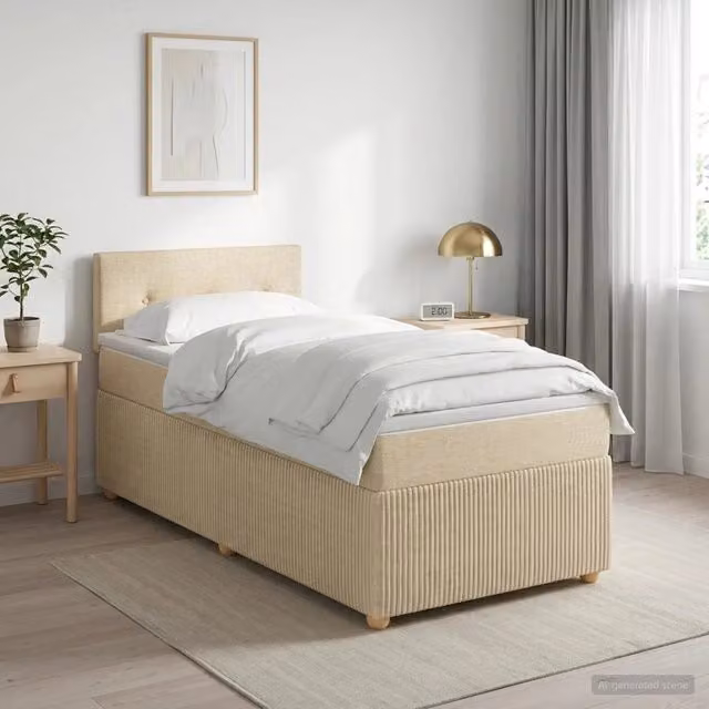 Letto box spring con materasso ibrido vidaXL color beige con base contenitore e porta USB L/P: 90 x 190 cm – 1
