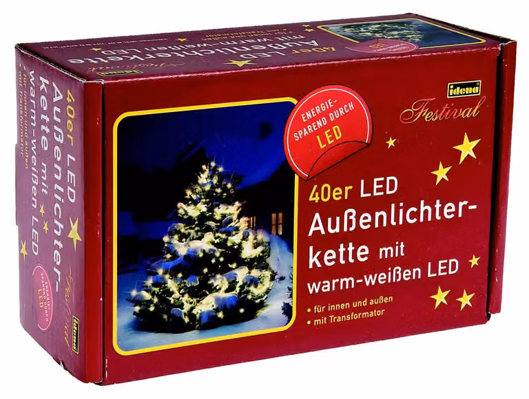 Idena 8325056 40er LED Lichterkette grün 11,9 m