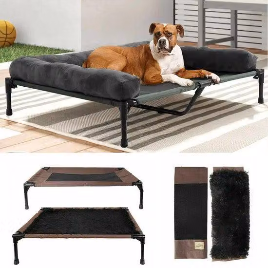 Cuccia per cani grigia 90x70x28 cm, impermeabile e regolabile