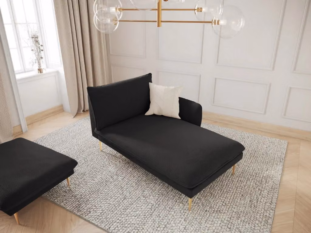 Chaise longue destra Vienna di Cosmopolitan Design in bouclé nero L/P/H: 130 x 95 x 95 cm – 2