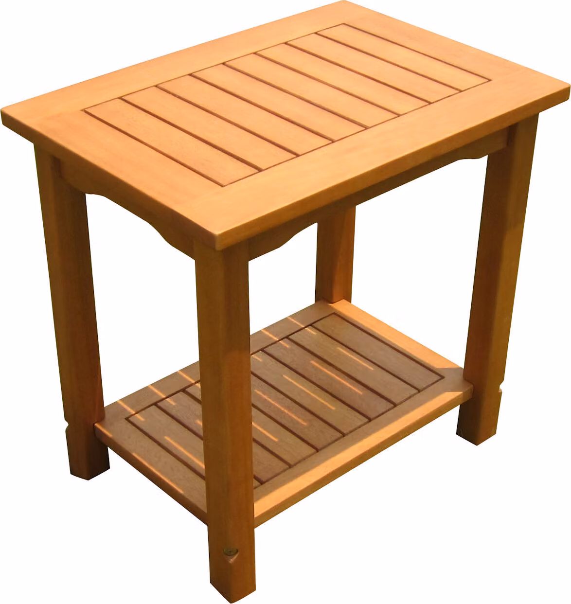 Tavolino in eucalipto oliato - 50 cm - Tavolo da giardino in legno con 2 ripiani
