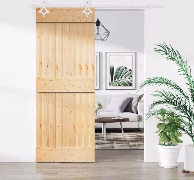 Porta scorrevole moderna vidaXL in legno e acciaio, Bianco e Beige, H: 210 cm, L: 183 cm, P: 16 cm