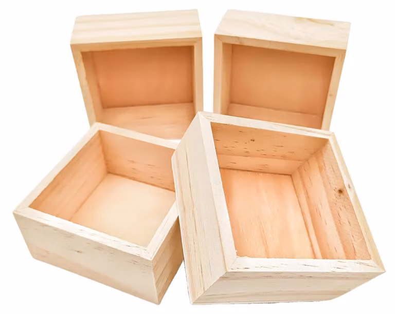 Solidchoice - Set di 4 scatole di legno per l'organizzazione di oggetti artigianali, 8x8x4 cm
