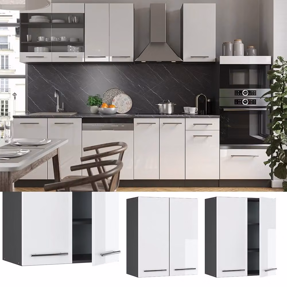 Pensile da cucina Vicco Fame-Line Bianco lucido e Antracite L: 60 cm – 2