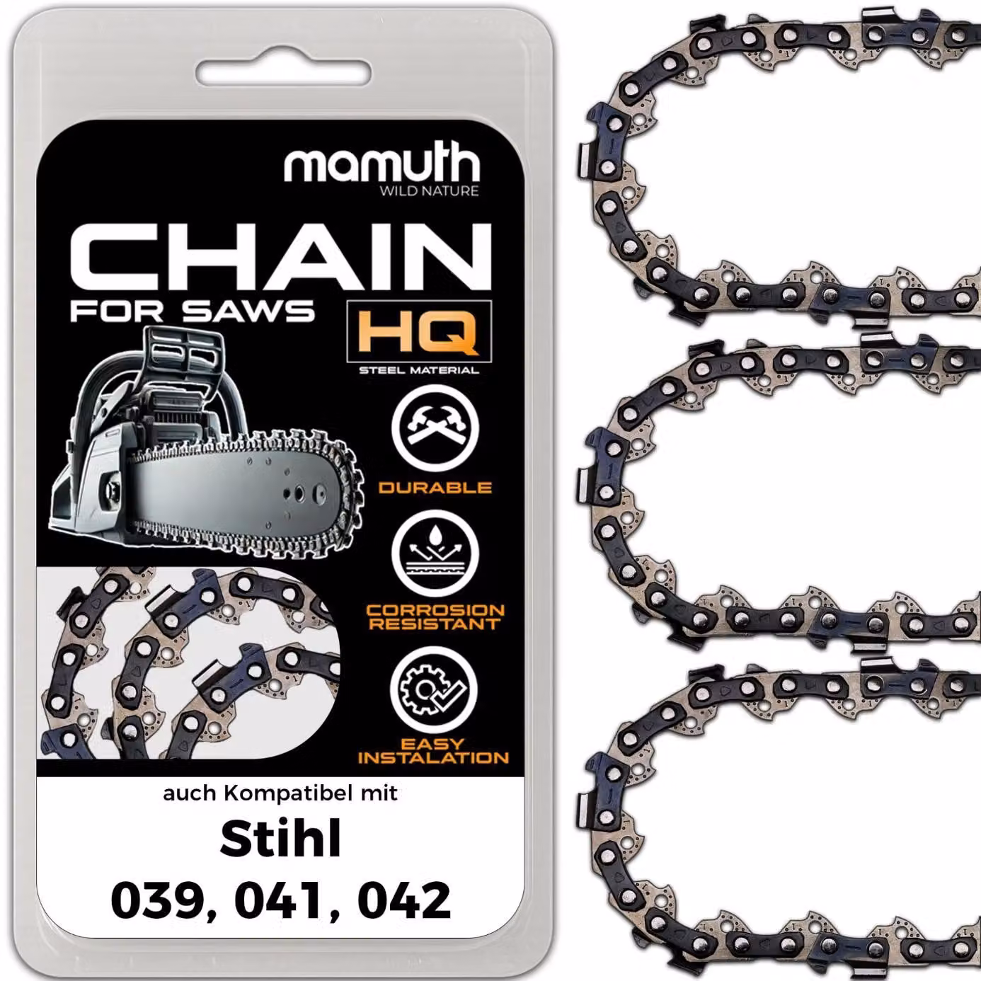 3 catene per motosega, lunghezza 40 cm, passo 1,6 mm, larghezza 3/8", modello 66 TG, compatibili con motoseghe Stihl 039, 041, 042