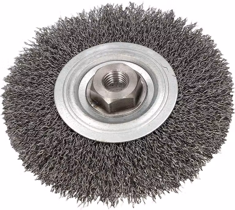 Spazzola a disco KOTARBAU® 120 mm con filo d'acciaio aggraffato M14 per smerigliatrici angolari