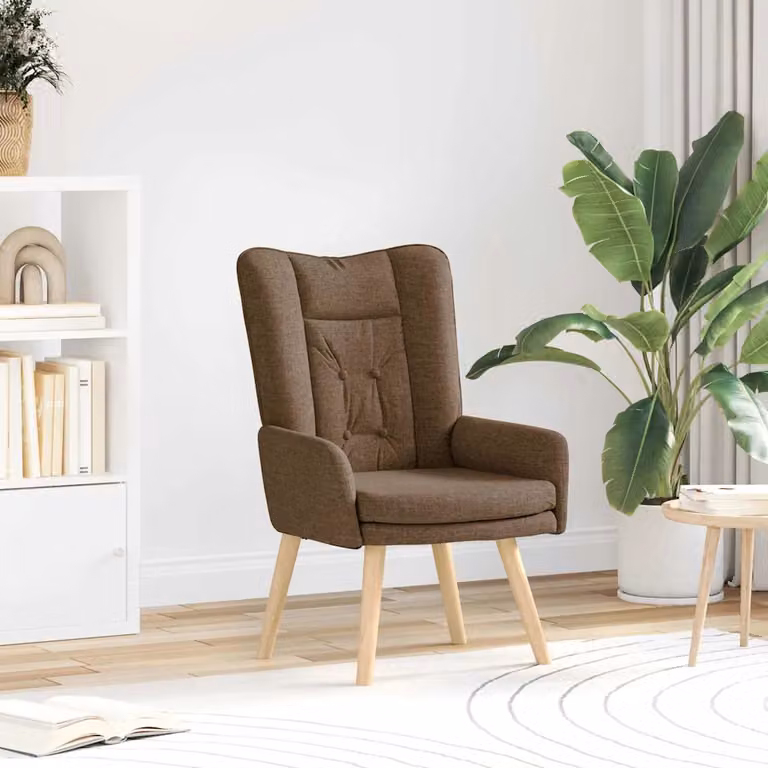 Poltrona moderna vidaXL in tessuto e legno marrone L: 63 cm, P: 67 cm, H: 94 cm