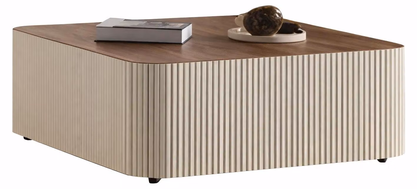 Elegante tavolino da salotto con design a nervature e dettagli raffinati