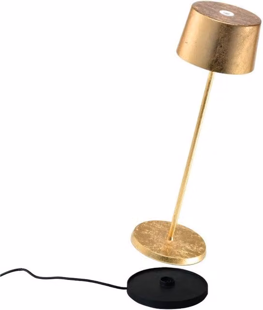 Lampada da tavolo a LED Olivia Pro Zafferano ricaricabile e dimmerabile colore oro/ottone