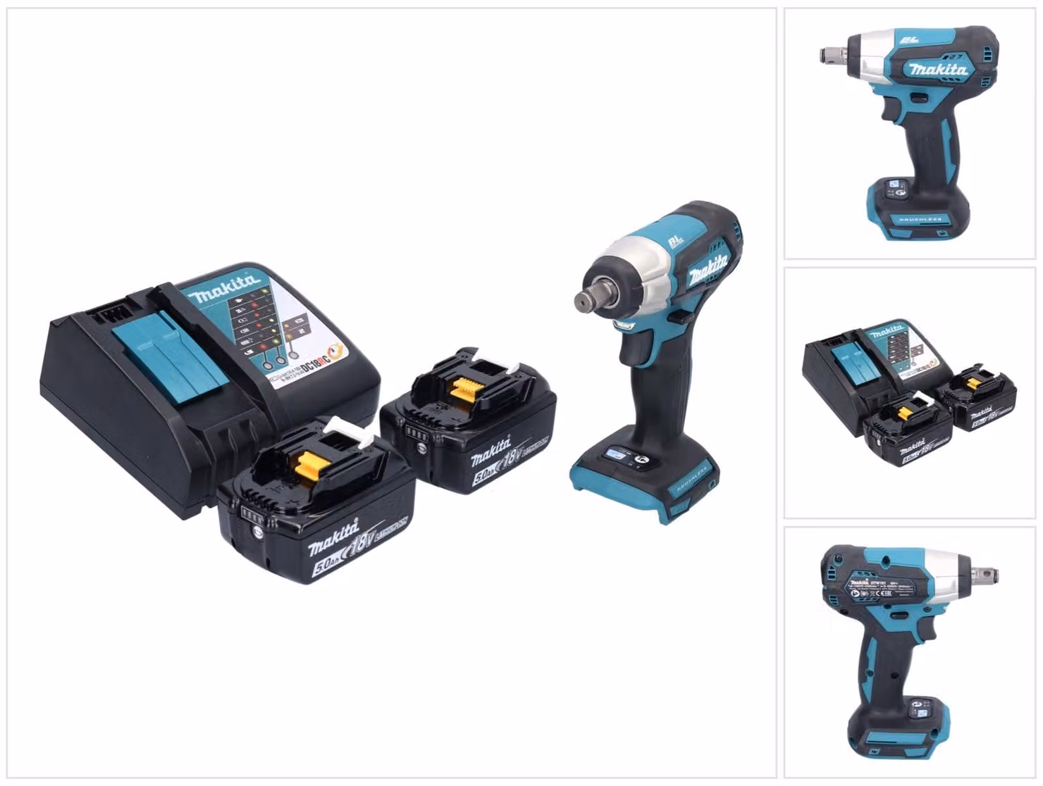 Avvitatore a impulsi a batteria Makita DTW 181 RT 18 V 210 Nm 1/2" brushless + 2x batteria ricaricabile 5,0 Ah + caricabatterie