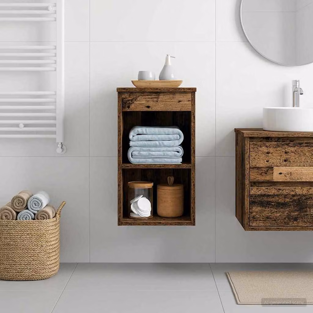Armadio da bagno sospeso vidaXL In-between in legno marrone antico L: 30 cm, P: 35 cm, H: 50 cm