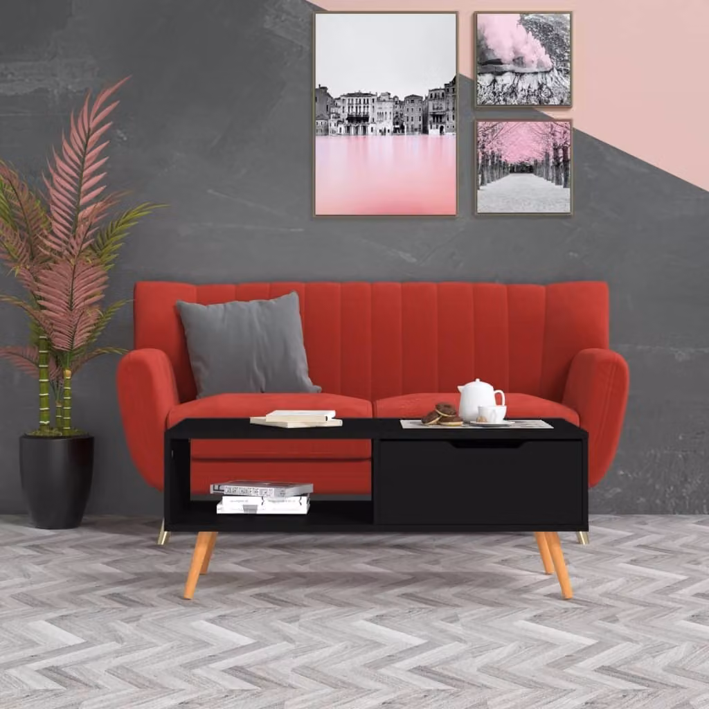 Maison Exclusive - Tavolino nero 100x49,5x43 cm in materiale derivato dal legno