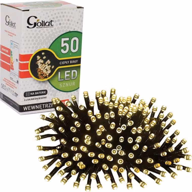 Luci per albero di Natale 50 led colore bianco caldo con batterie