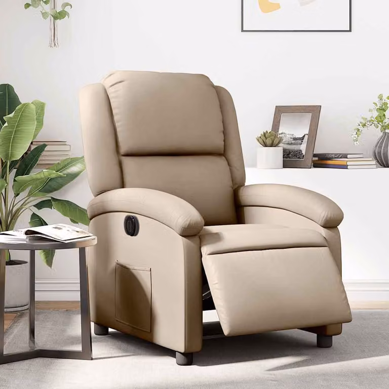 Poltrona Reclinabile Elettrica vidaXL in Similpelle Beige e Marrone con Braccioli