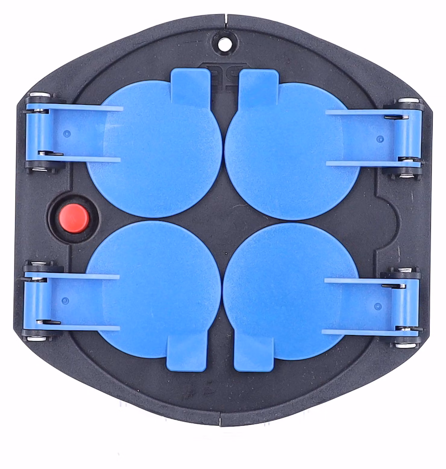 NUOVO! come Schwabe 11542 Inserto per presa a 4 vie con coperchi a cerniera blu