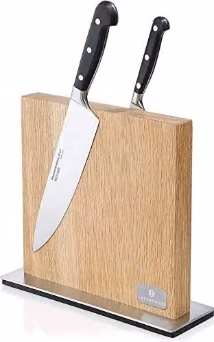 Zassenhaus Ceppo Magnetico per Coltelli in Acciaio Inox e Quercia, Colore Legno Naturale e Argento, L/P/H: 28,0 x 25,5 x 9,0 cm