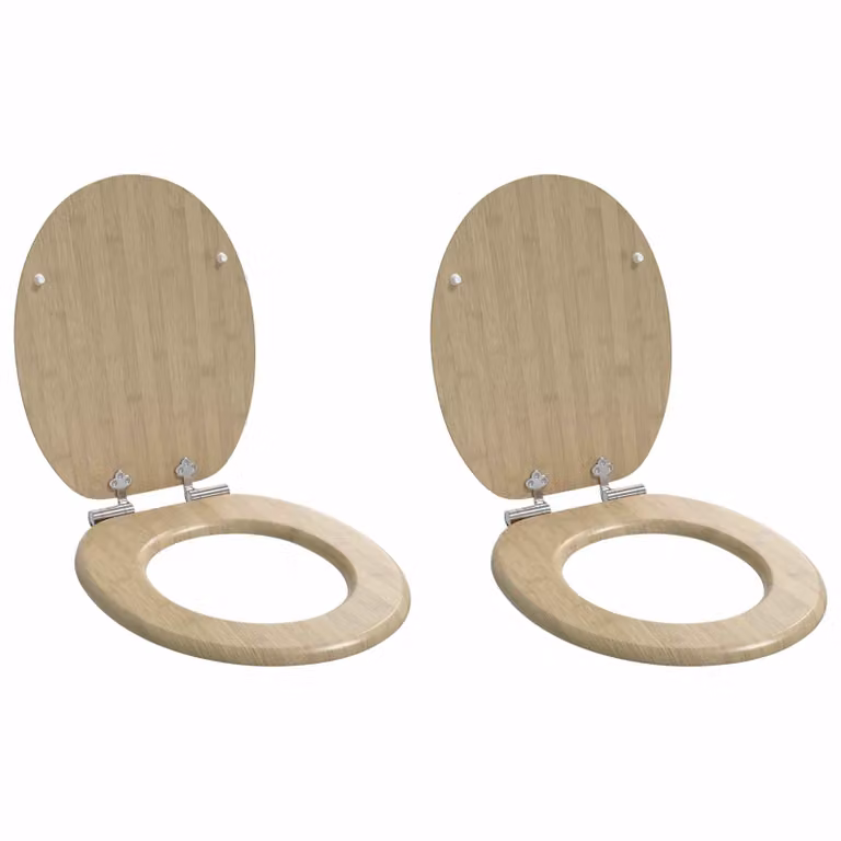 Set di 2 sedili per WC vidaXL in colore bamboo chiaro, L 44 cm x P 38 cm