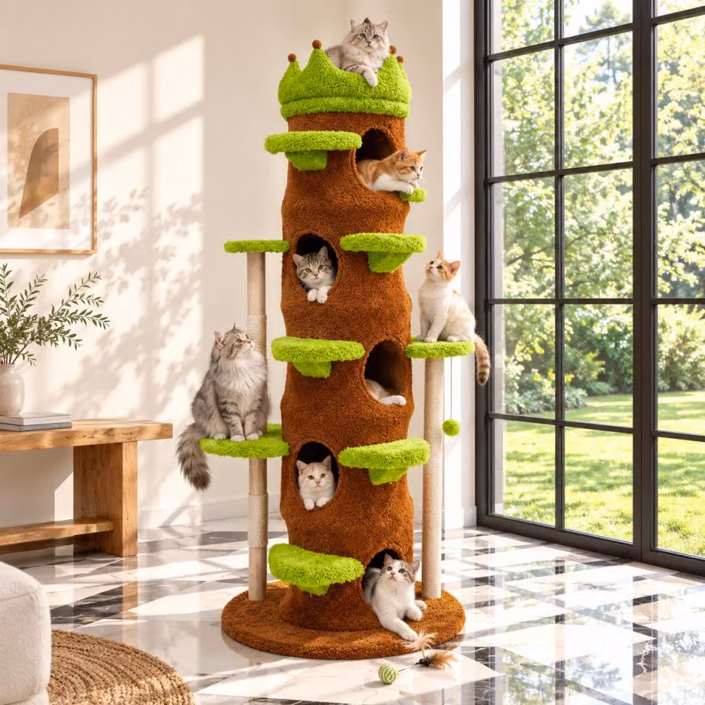 WISFOR Kratzbaum XXL: Albero per gatti extra grande, rivestito in sisal, ideale per gatti che amano arrampicarsi. Dimensioni: 87 x 187 cm. Albero per gatti con superficie per grattare